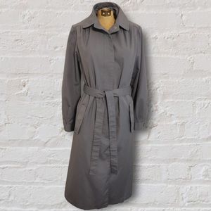 VINTAGE Light Blue Collared Button Up Long Trench Coat Jacket Raincoat